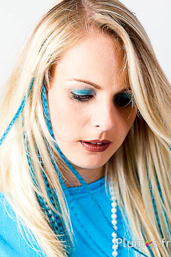 Extensions synthétiques - 40 cm, clip 3 coul. - turquoise